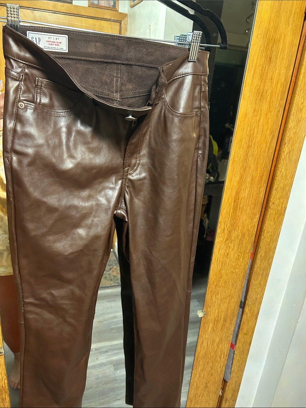 GAP Women's Brown Faux Leather Skinny Jeans